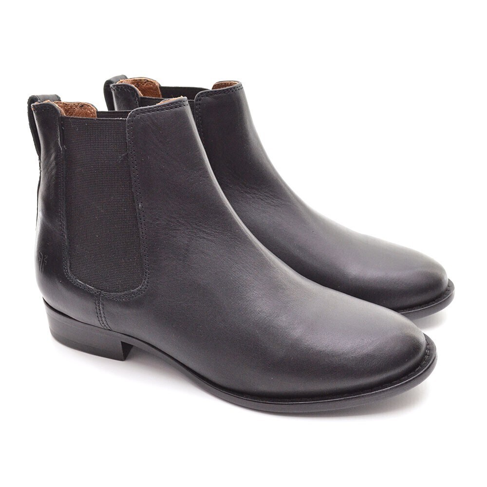 Frye Carly Chelsea Black Leather Ankle Boots 6.5 M New